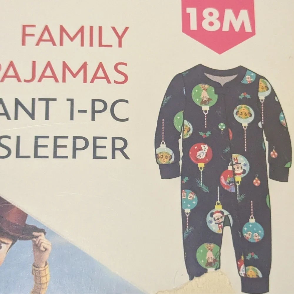 Disney Infant Toddler Pajama 1 PC 18 Month Christmas Blue Zip Up K-382